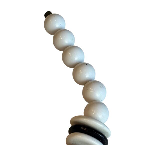 Pauline Rader Vintage Chunky Black White Beaded Statement Necklace Retro Mod 17” - Picture 6 of 7